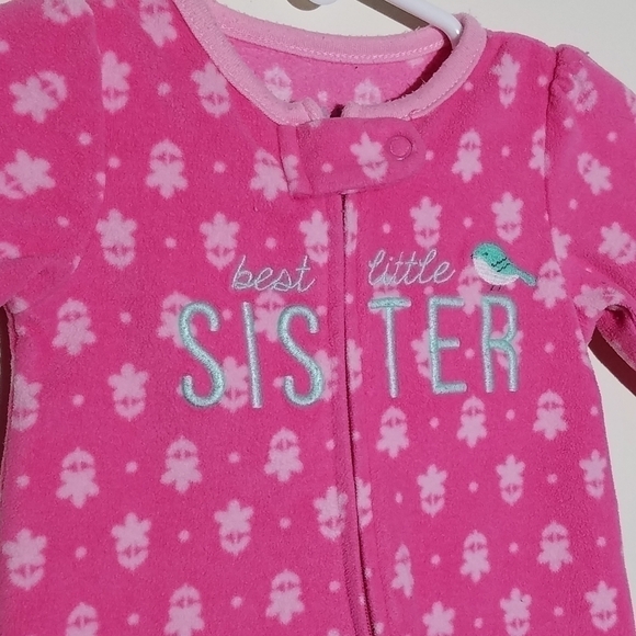 Carter's Fleece Best Little Sister Sleeper 0-3m - Picture 3 of 4